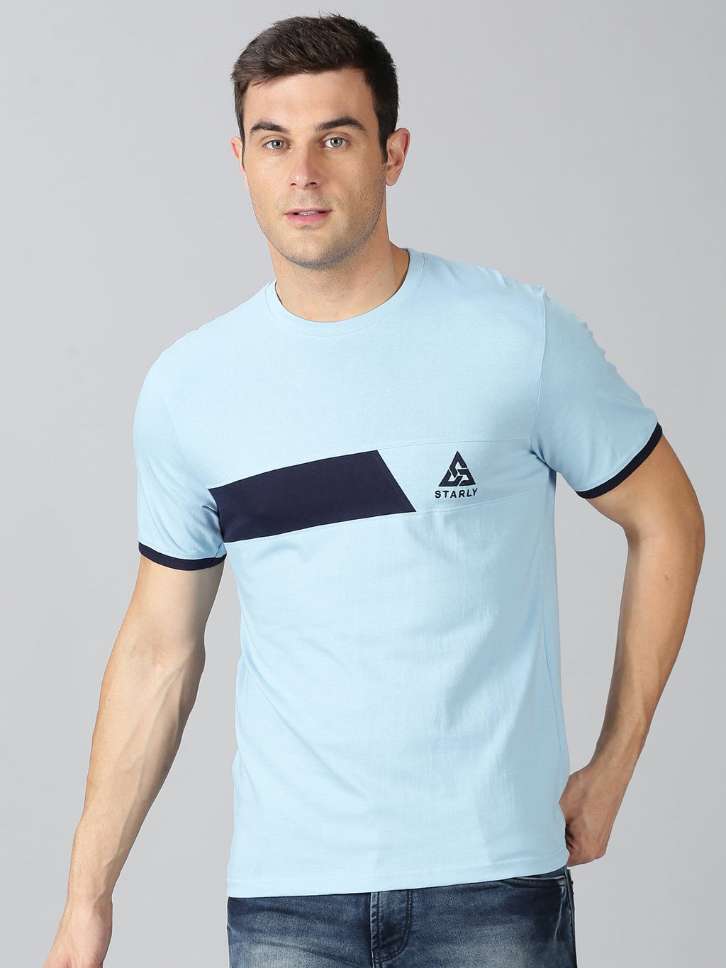 ColourBlocked T-Shirt: Sky-Blue