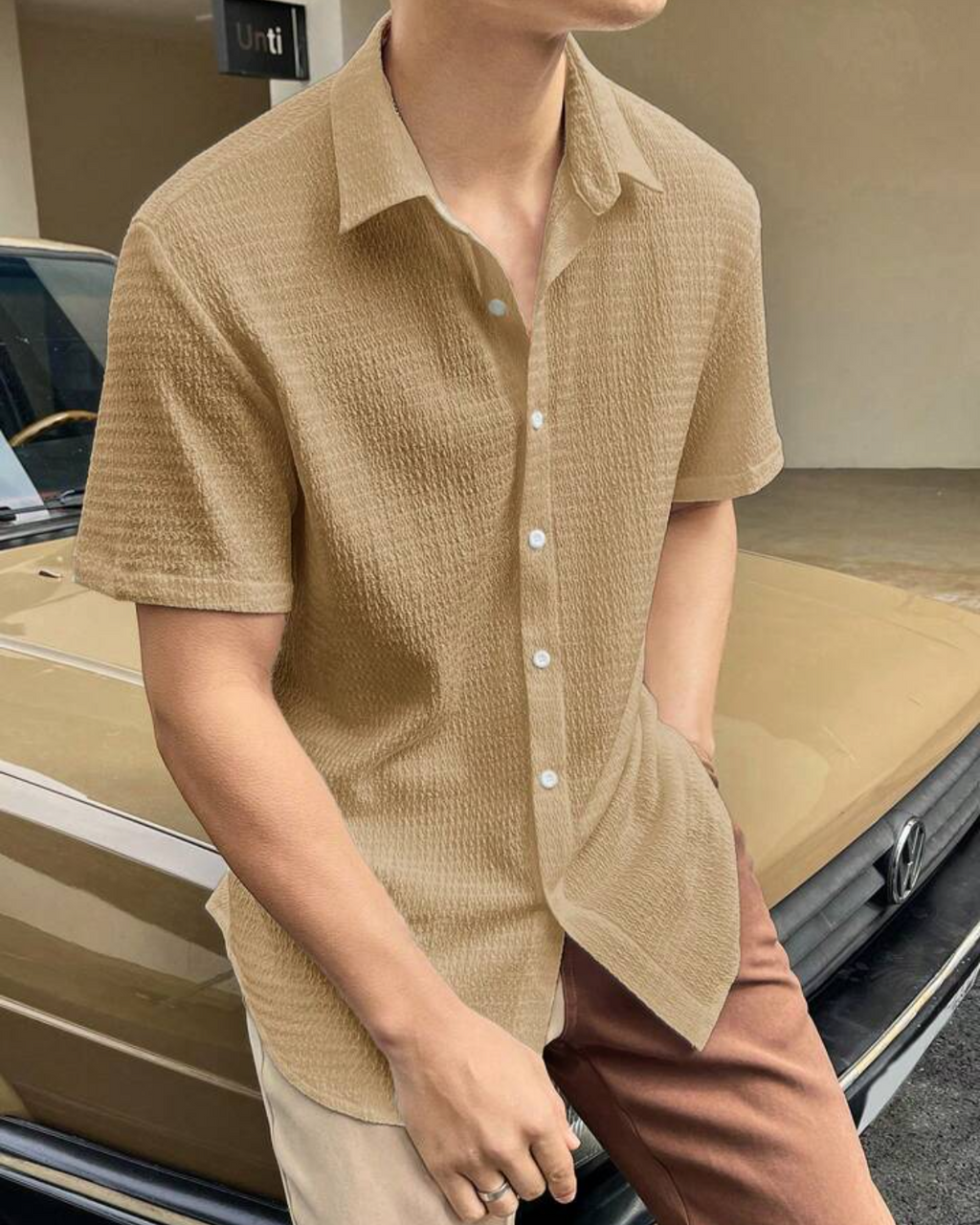 Chikoo Seersucker Half Sleeve Shirt