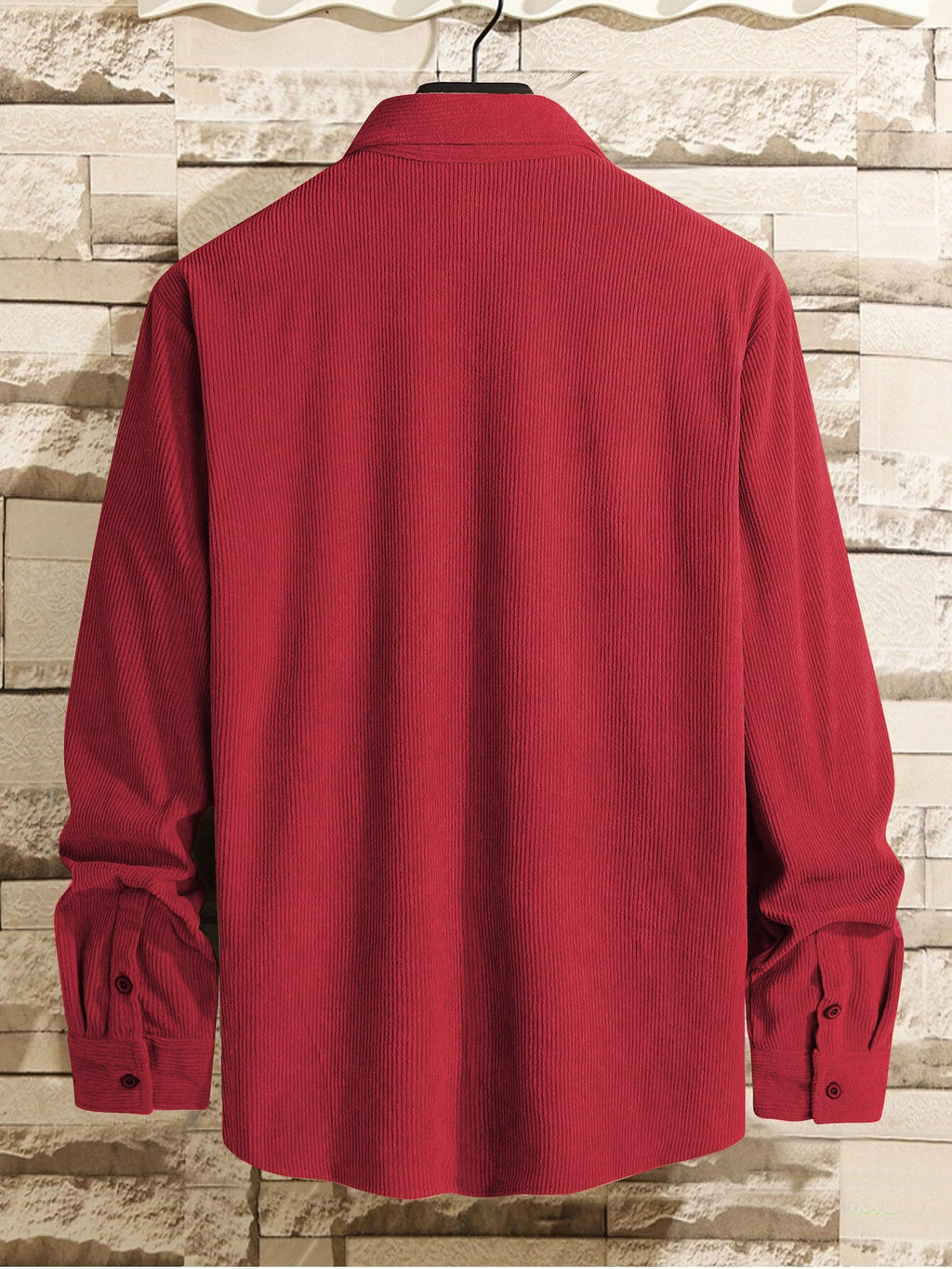 Angelic Red Men Corduroy Solid Shirt With Pocket