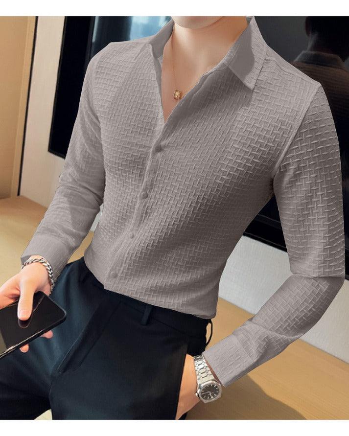 Grey Check Textured Premium Shirt